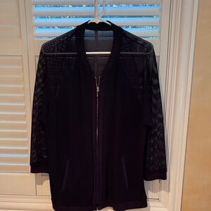 Chico's Black Mesh Bomber Jacket